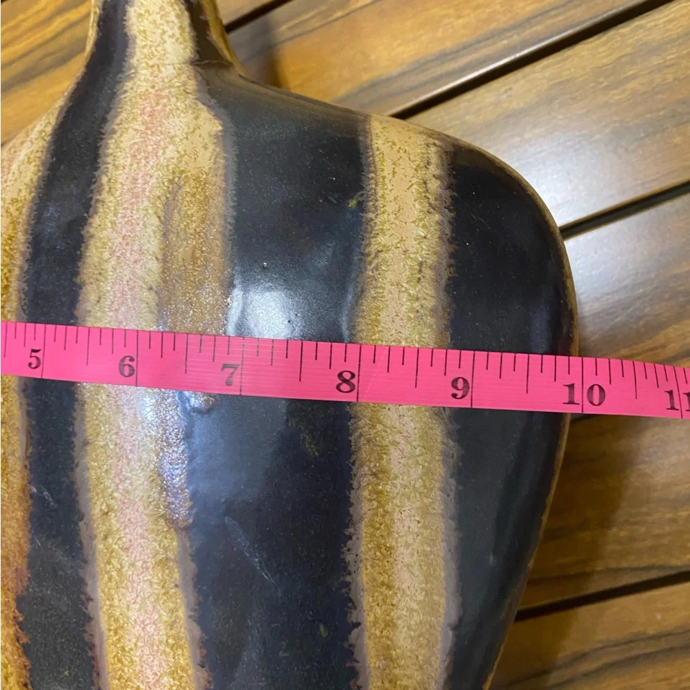 MCM Bud Vase Ceramic Porcelain Studio Pottery Glazed Drip Stripes Large